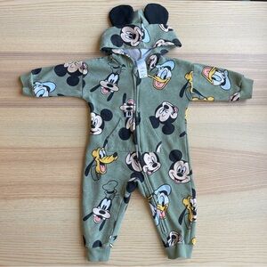 Disney Mickey Mouse Goofy Donald Duck Daisy Fleece
Zip Up Coverall Green…